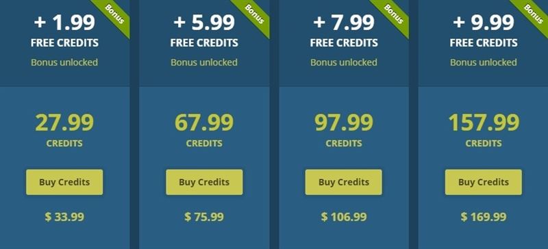 Credit packages for LivePrivates