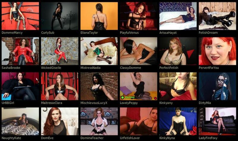 Choose from a variety of fetish cams