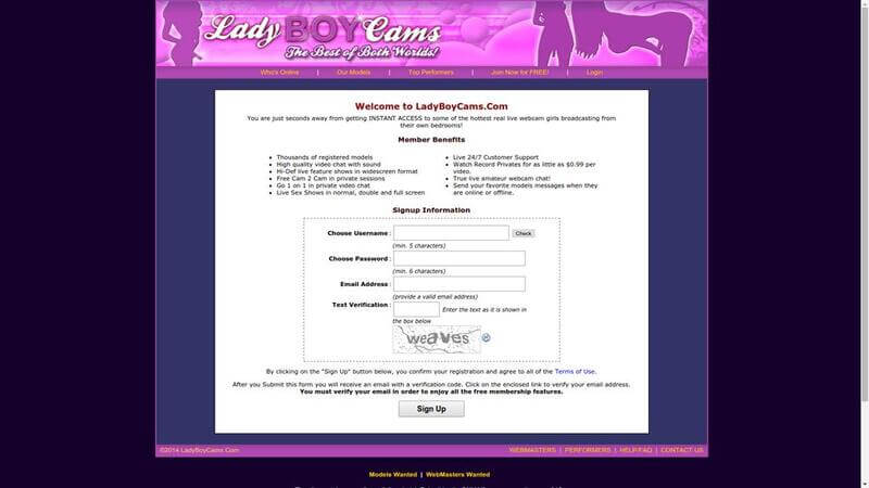Registration at LadyboyModels.com